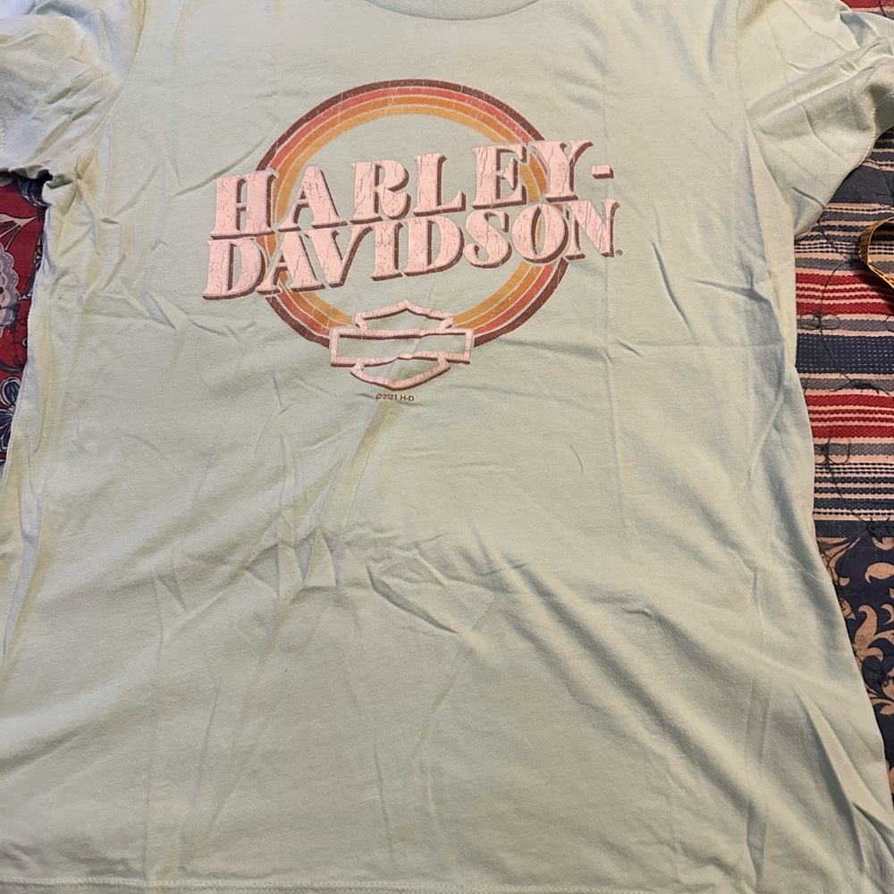 Harley-Davidson Pastel Green Tee with Retro Logo